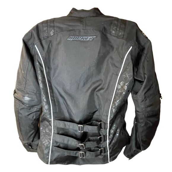 Joe Rocket Women's Motorcycle Jacket Black Full-Zip Reflective Piping Sz S - Picture 2 of 8